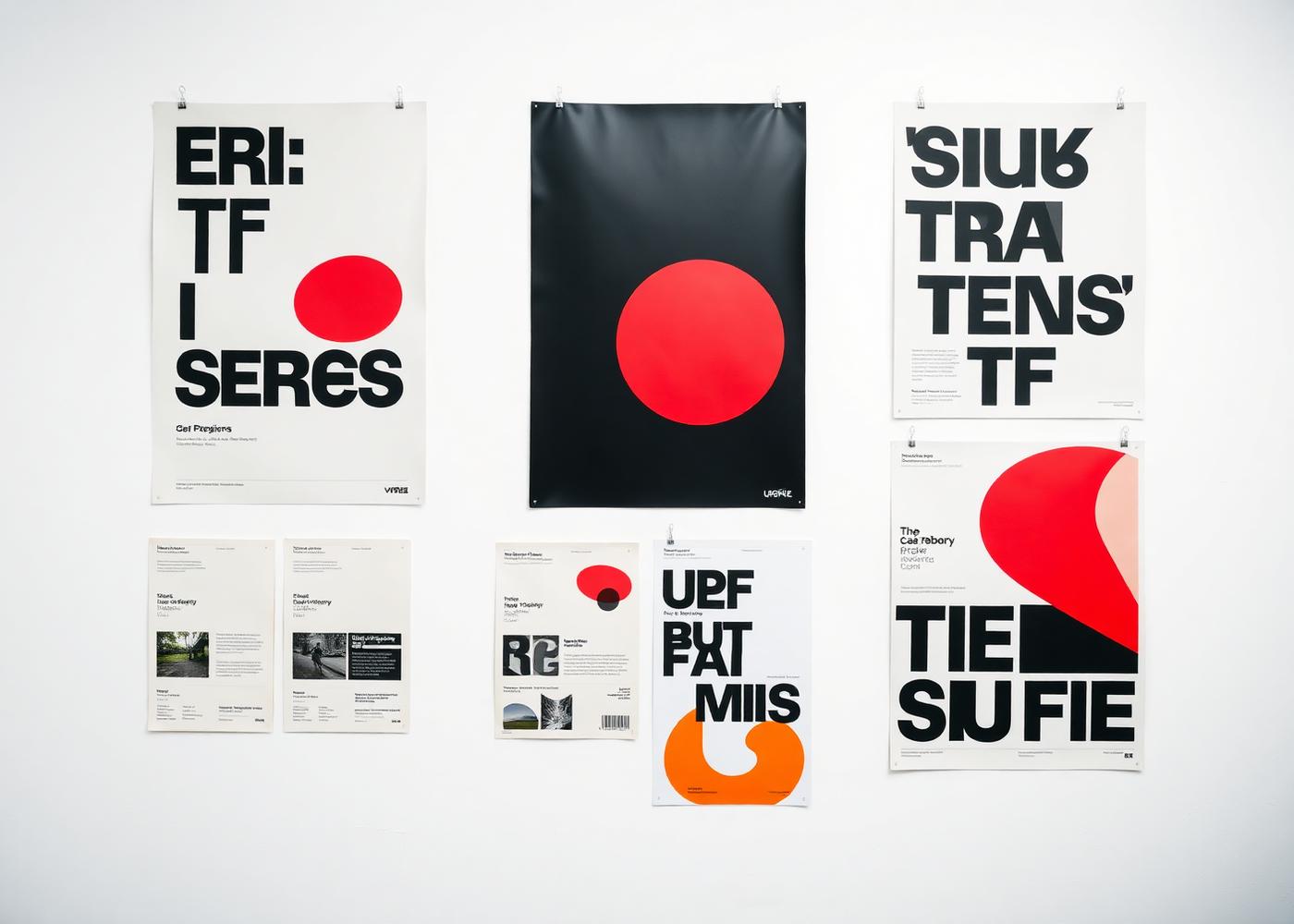 Bold typographic poster campaign pinned on a studio wall